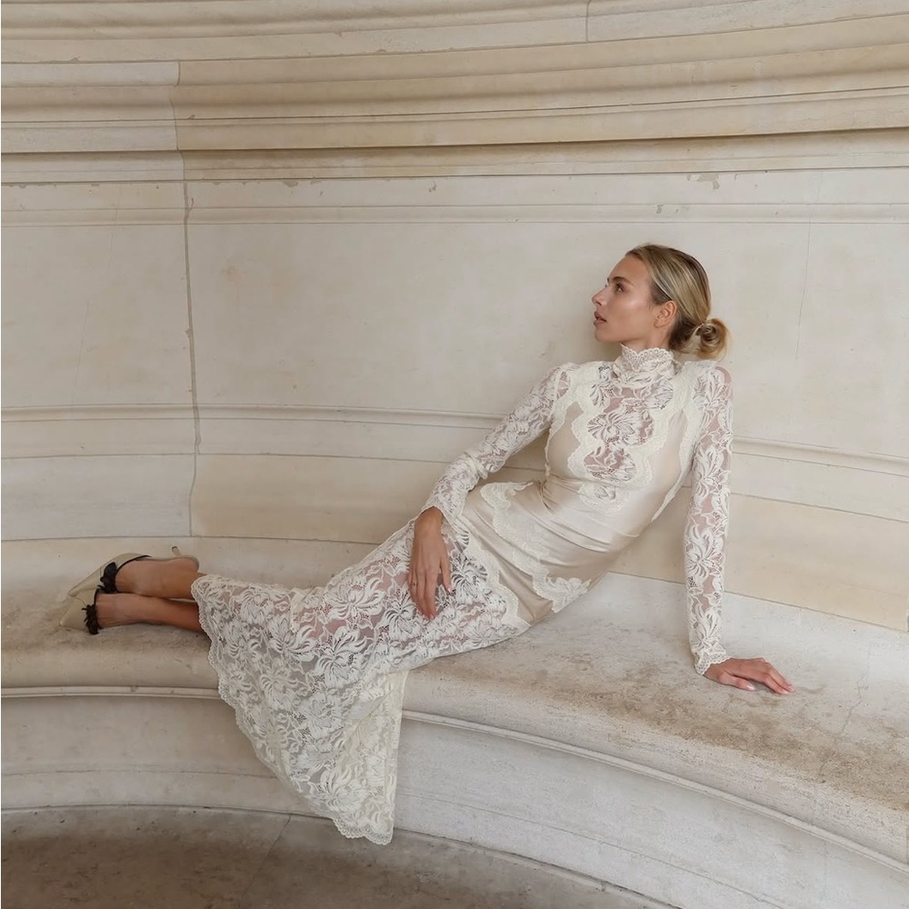 Paco Rabanne Cream Lace Maxi Dress